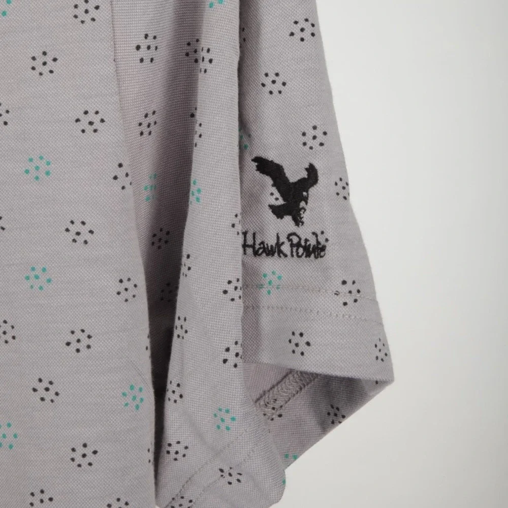 TravisMathew Polo Shirt Men XL Grey Geometric Dot Pima Cotton Blend Short Sleeve